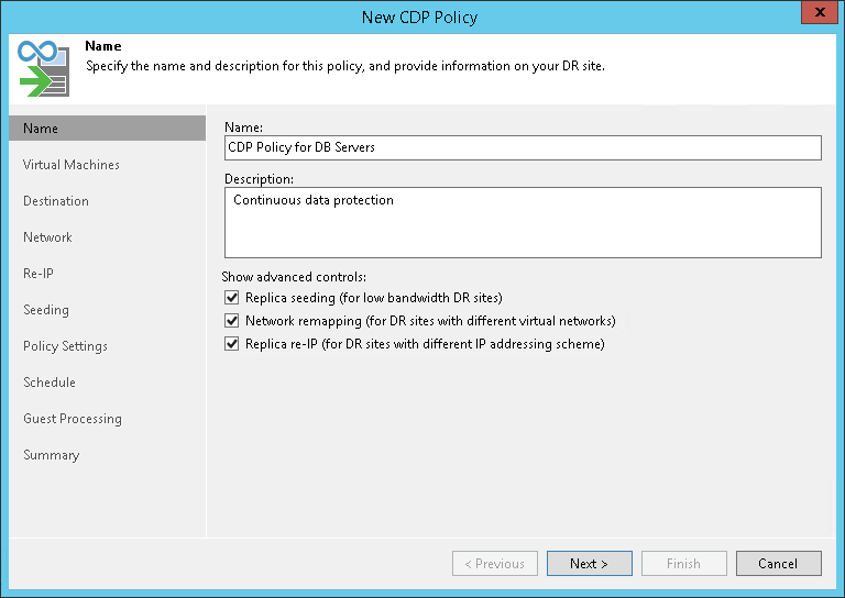 Step 2. Specify Policy Name and Advanced Settings