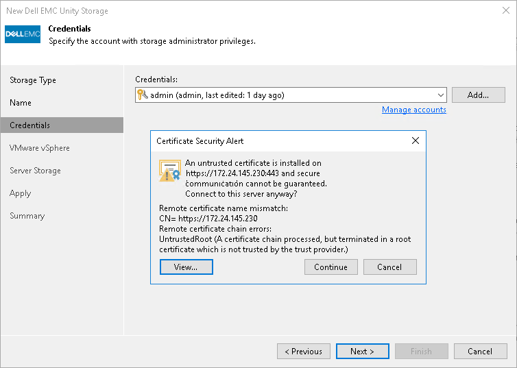 Step 3. Specify Credentials
