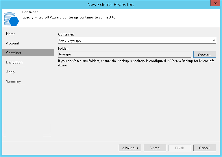 Step 4. Select Azure Blob Container
