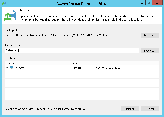 Using Extract Utility in GUI