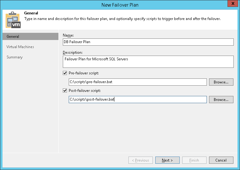 Step 2. Specify Failover Plan Name and Description
