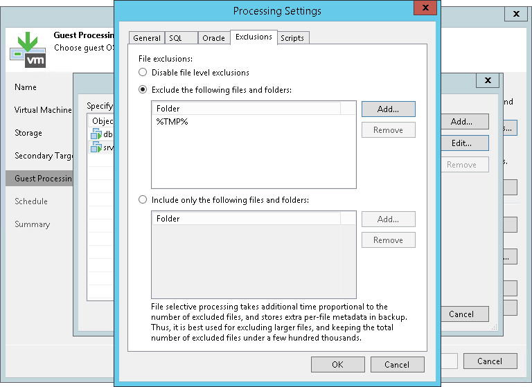 VM Guest OS File Exclusion