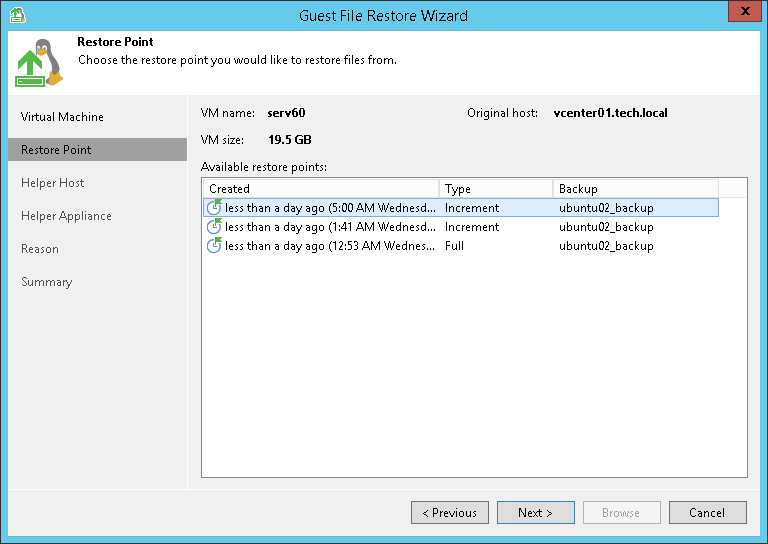第3步。选择Restore Point（还原点）