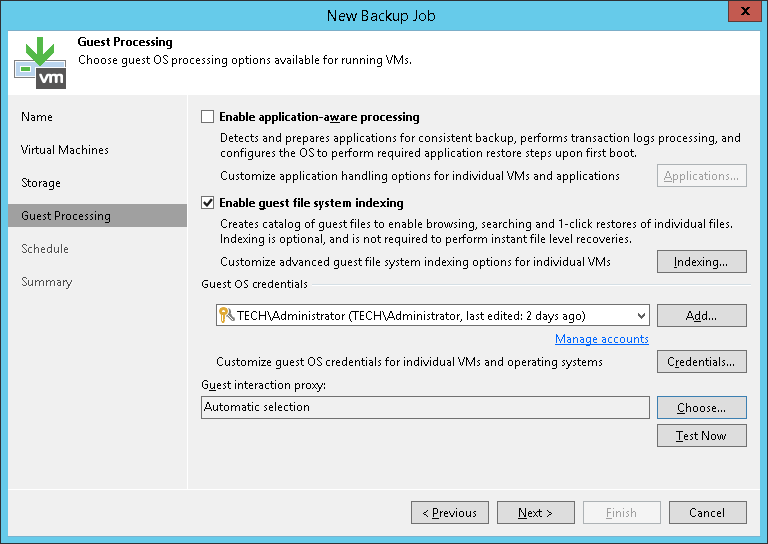 VM Guest OS File Indexing