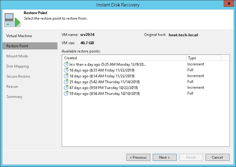 Step 3. Select Restore Point