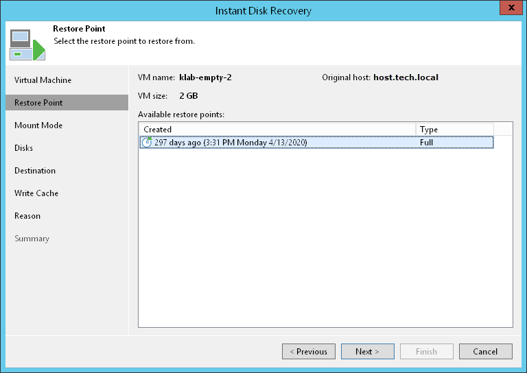Step 3. Select Restore Point