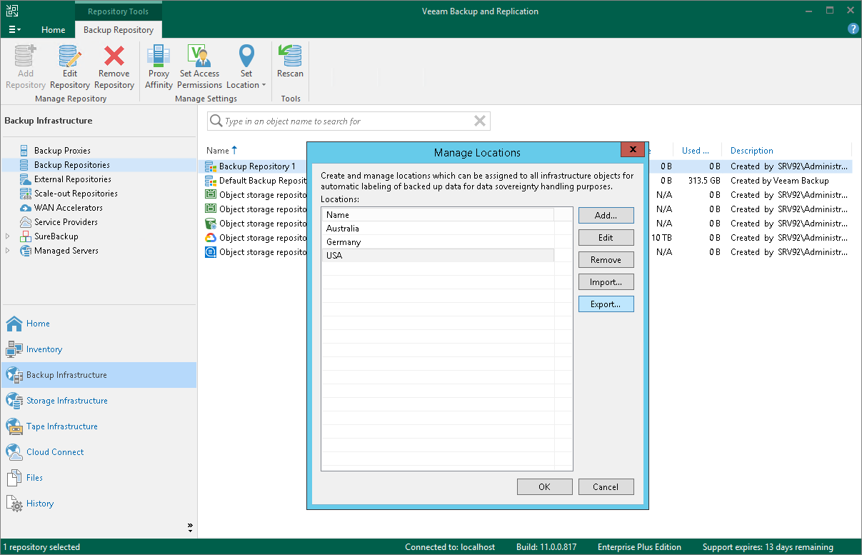 Exporting and Importing Locations List