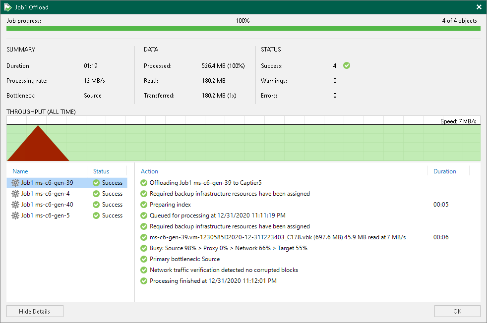 Viewing Offload Session Results