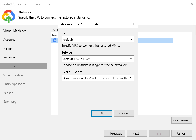 第6步。选择Google VPC