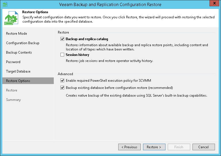 Step 7. Specify Restore Options
