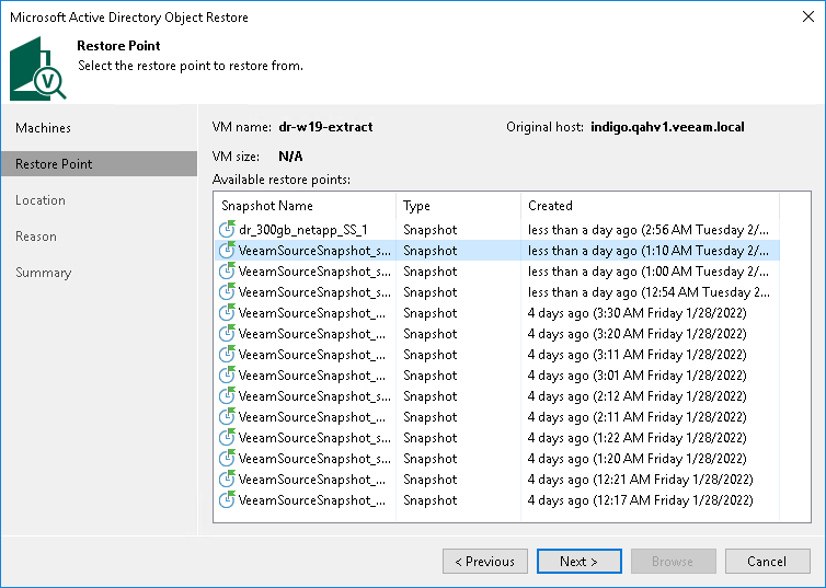 Step 3. Select Restore Point