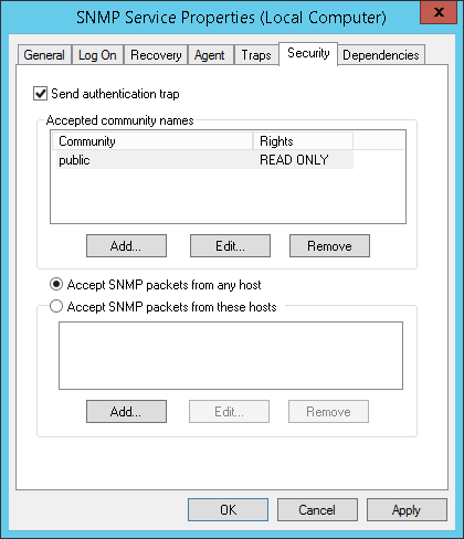 配置 SNMP 服务属性