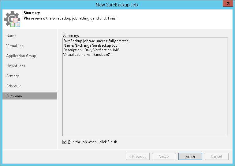 Step 9. Review Job Summary and Finish Working with Wizard
