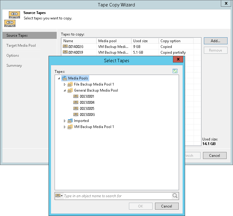 Step 2. Choose Source Tapes to Copy