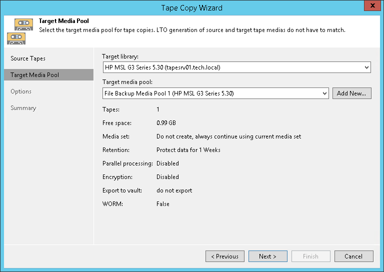 Step 3. Choose Target Media Pool