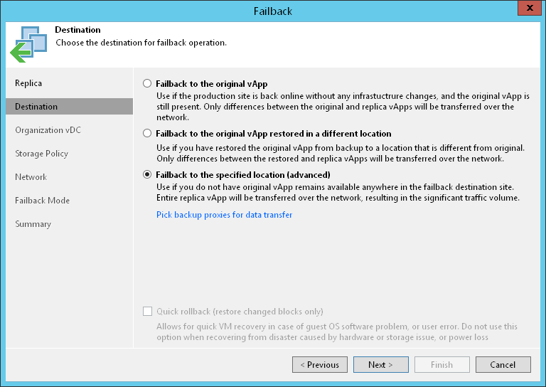 第 3 步选择故障恢复目标