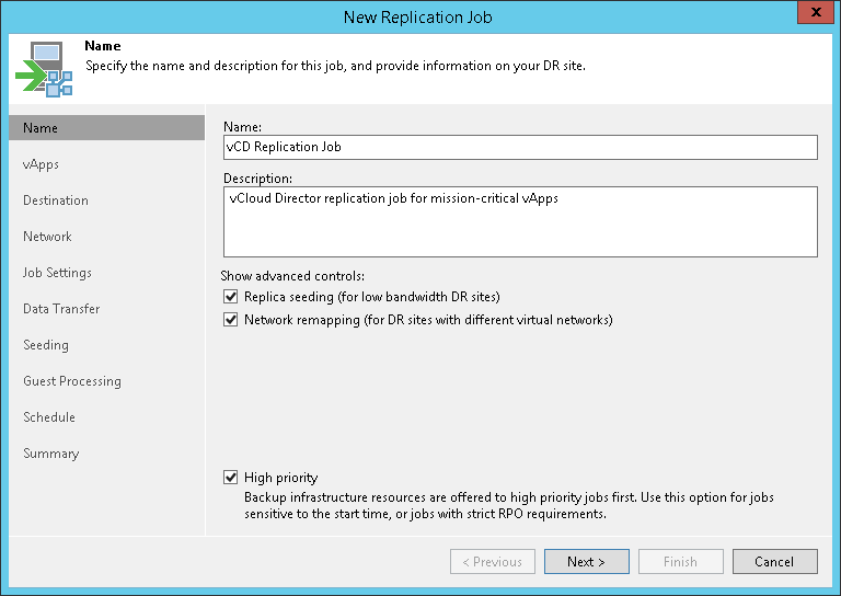 第 2 步指定作业名称和高级设置