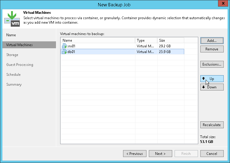 Step 5. Define VM Backup Order