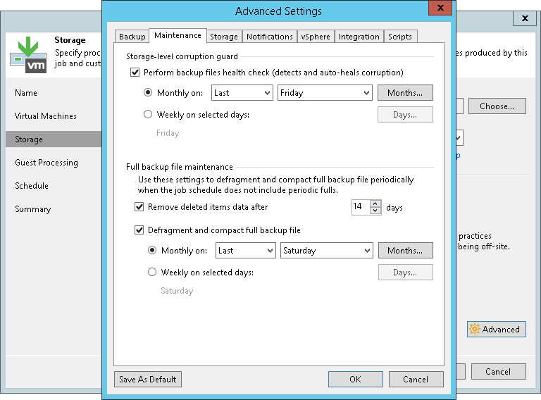 Maintenance Settings