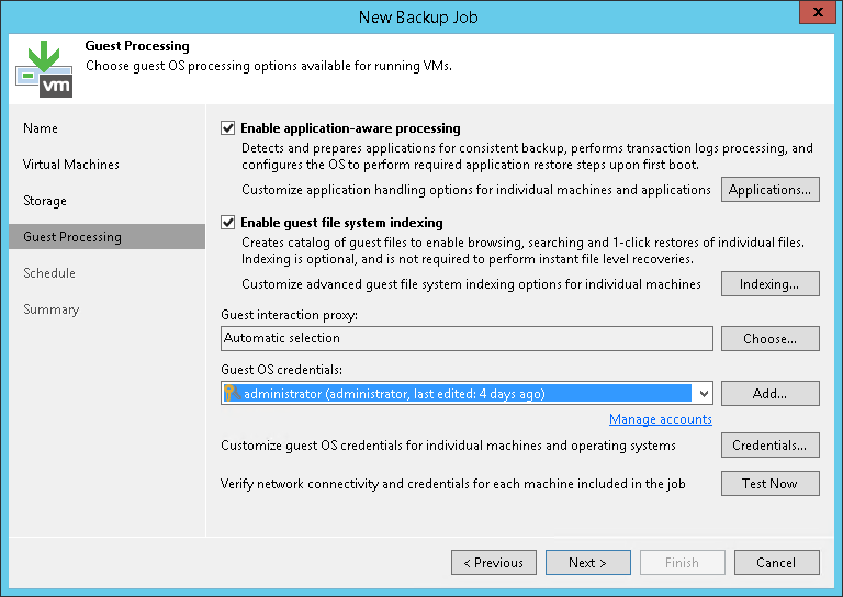 第 10 步指定来宾处理设置