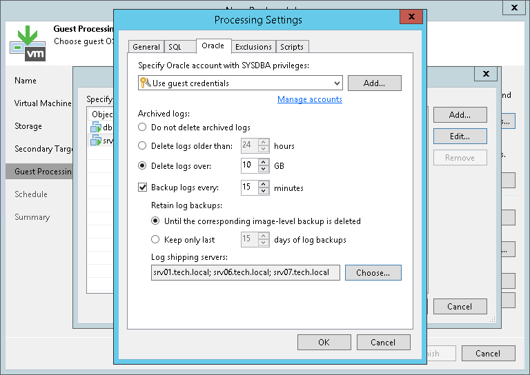Oracle Archived Redo Log Settings
