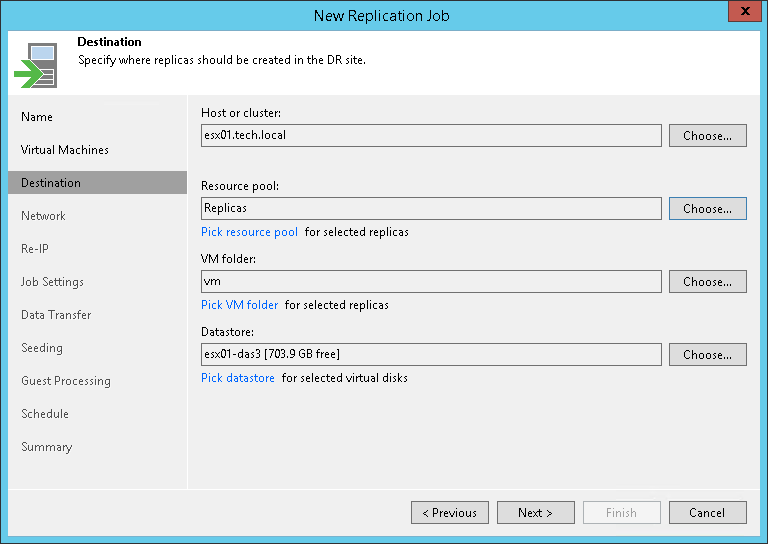 Step 7. Specify Replica Destination