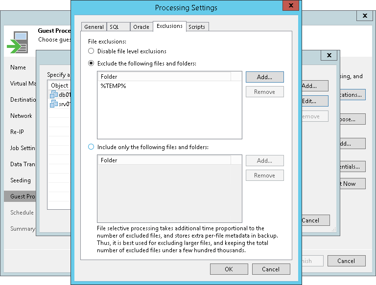 VM Guest OS File Exclusion Settings