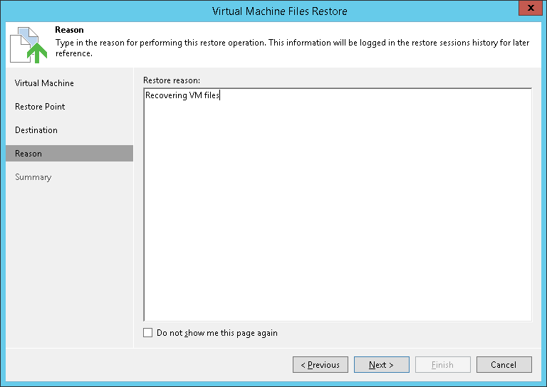 第 5 步指定还原原因