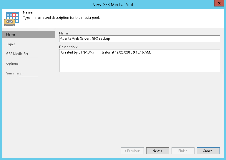 Step 2. Specify Media Pool Name