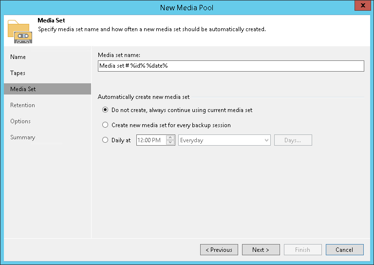 Step 4. Specify Media Set Options