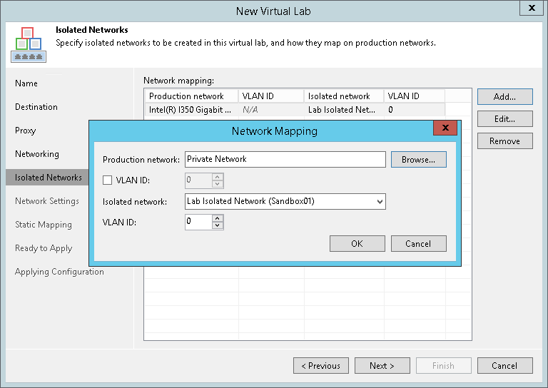 Step 6. Select Isolated Networks