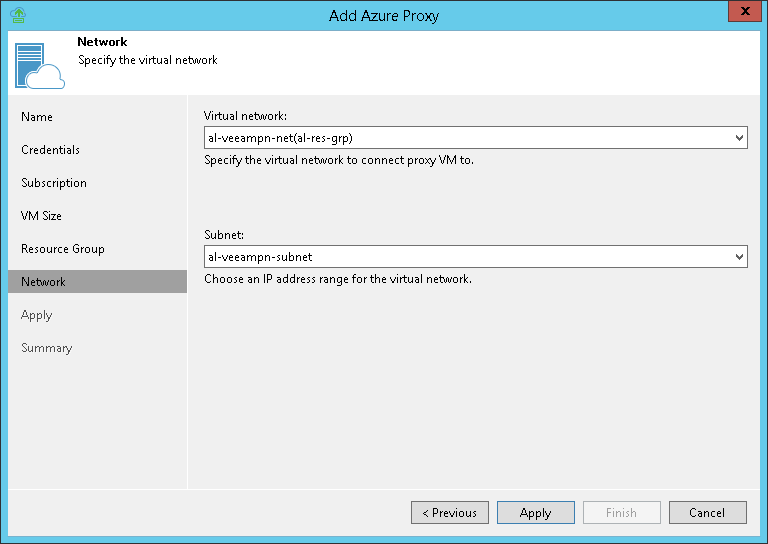 Step 7. Select Virtual Network