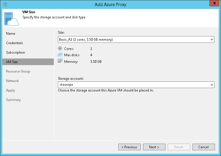 Step 5. Select VM Size