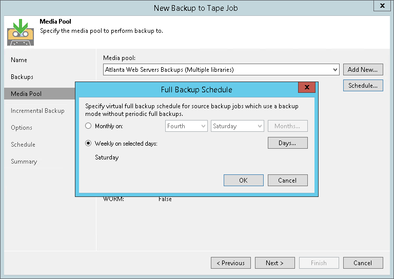 Step 4. Choose Media Pool for Full Backups