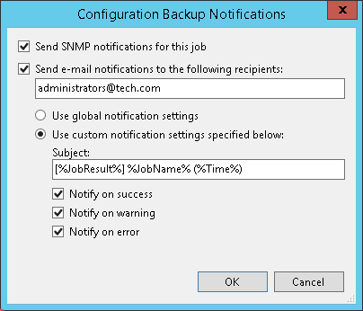 Configuring Notification Settings for Configuration Backups