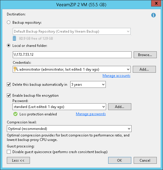 Creating VeeamZIP Backups