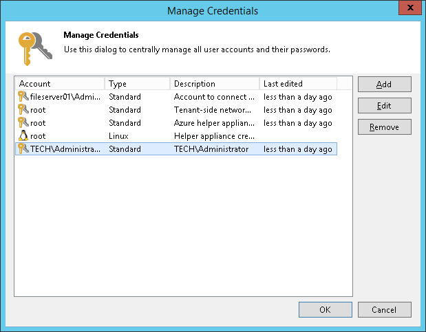 Editing and Deleting Credentials Records