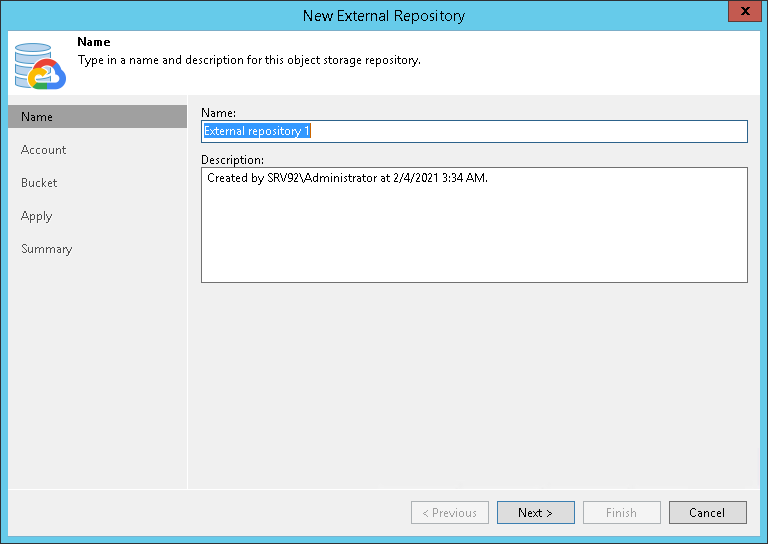 Step 2. Specify External Repository Name