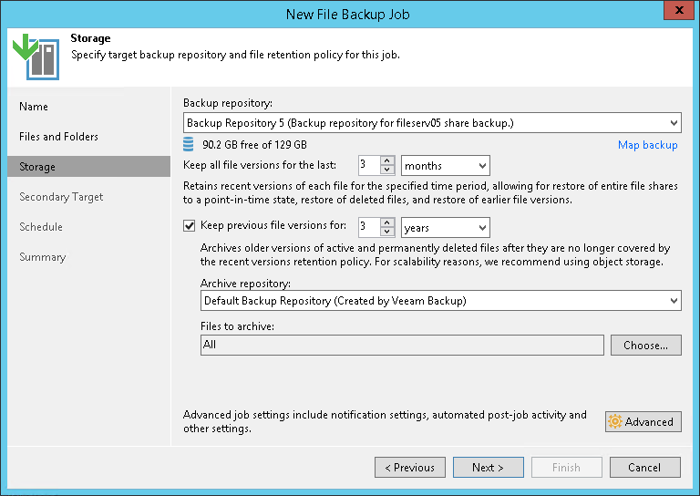 Step 4. Define Target Backup Storage Settings