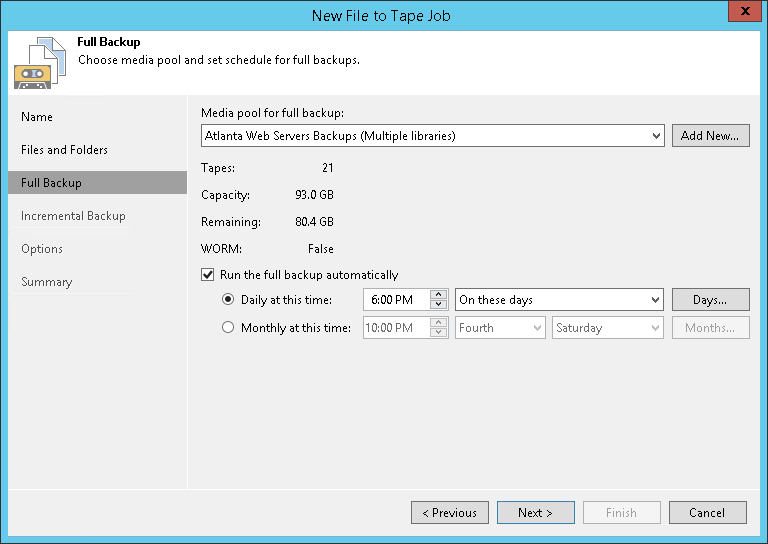 Step 4. Choose Media Pool for Full Backup