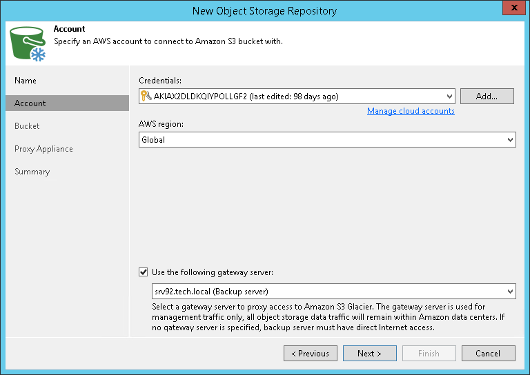 Step 2. Specify Object Storage Account