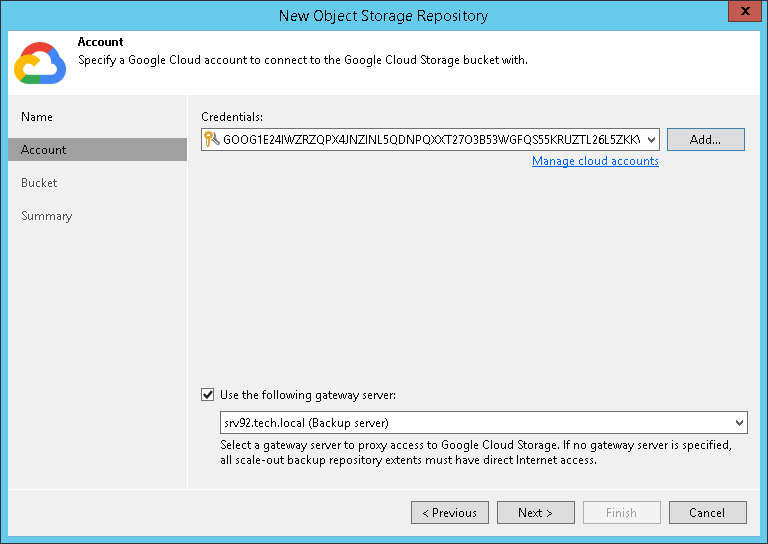Step 3. Specify Object Storage Account