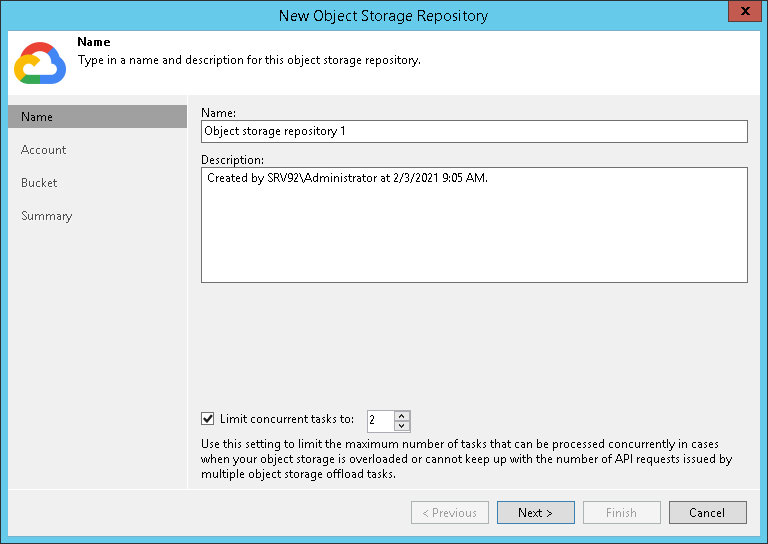 Step 2. Specify Object Storage Name