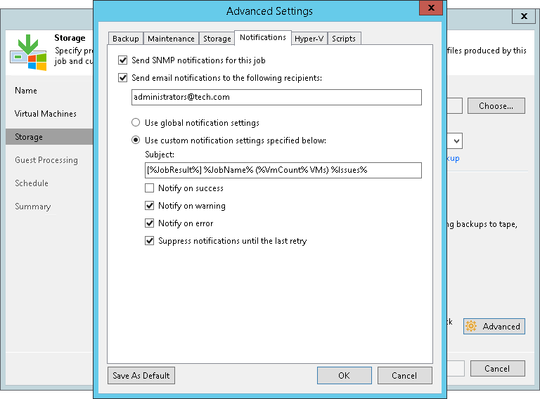 Configuring Job Notification Settings