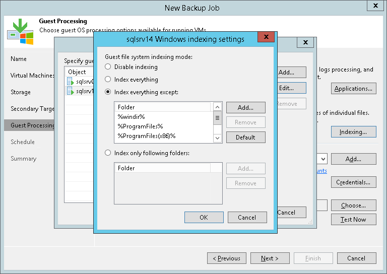 VM Guest OS File Indexing