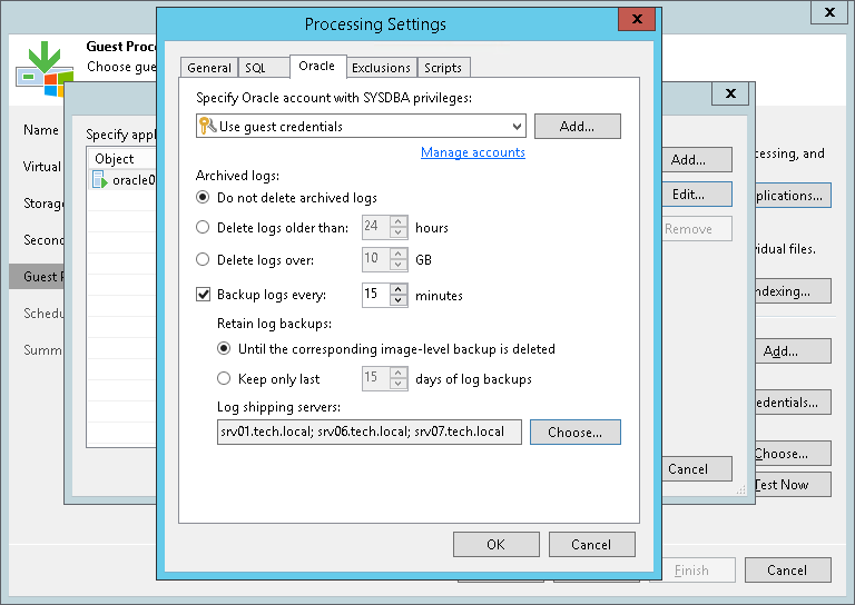 Oracle Archived Redo Log Settings