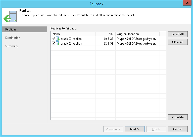 Step 2. Select VM Replicas to Fail Back