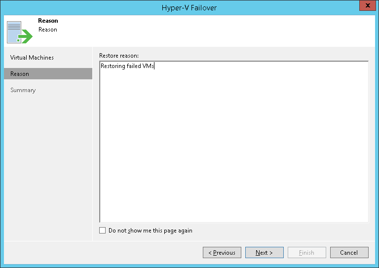 Step 4. Specify Failover Reason