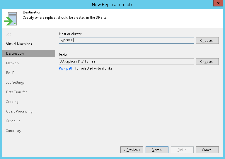 Step 7. Specify Replica Destination