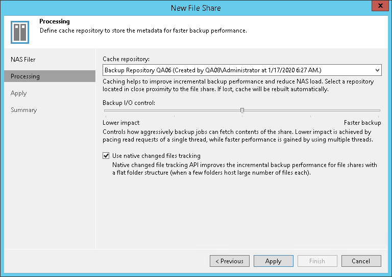 Step 3. Specify File Share Processing Settings